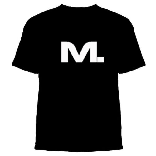 A black t-shirt with the letter m.