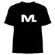 A black t-shirt with the letter m.