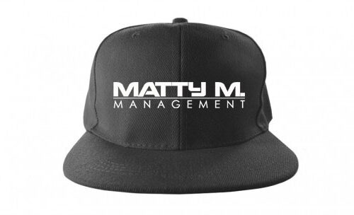 A black hat with the words matty m management on it.